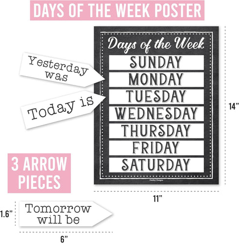 Hadley Designs Black and White Classroom Calendar Set, Bulletin Board Sets for Teachers, School Calendar for Classroom