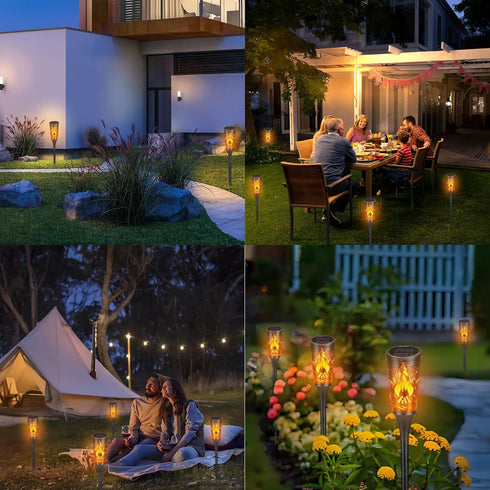 6 Pack IP65 Toodour Solar Lights Outdoor, Solar Torch Lights with Flickering Flame, Waterproof Yard Lights Landscape