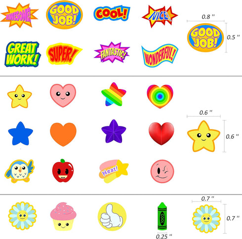 Youngever 5800 Teacher Stickers for Kids, Mega Variety Pack - Incentive Stickers for Classroom Supplies, 18 Design
