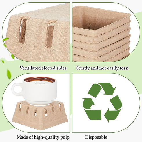 Reallnaive 20 Pack 1/2 Natural Pulp Fiber Berry Baskets Pint, Small Molded Produce Vented Basket for Strawberry
