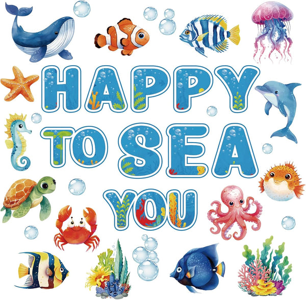 Ocean Bulletin Board Decorations - Underwater Theme Classroom Decorations for Elementary School Kindergarten Office