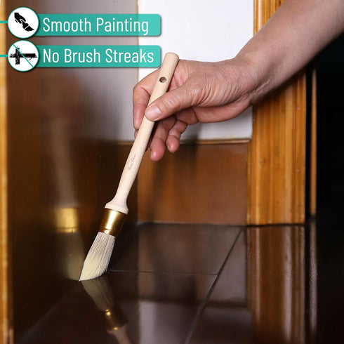 Bates Trim Brush, 0.75-Inch Wood Handle Small Paint Brush for Trim and Walls