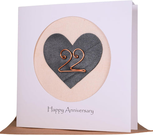 Handmade 22nd Wedding Anniversary Card for Her Him, Perfect for Wife, Husband, Couple (22nd)