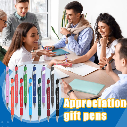 Seajan 60 Pcs Employee Appreciation Gift Pen Bulk Thank You Ballpoint Pen 2 in 1 Stylus for Men Women