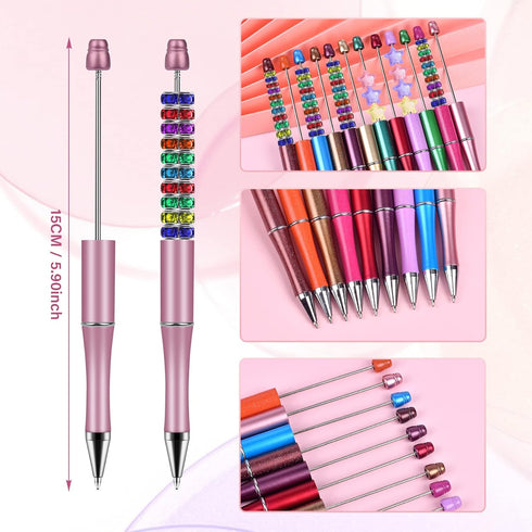 Plastic Beadable Pens with Shaft Ballpoint Pen 1.0 mm Black Ink Bead Pens Ball Pen for DIY PPL Beads Present for Students Presents Office School Supplies Bridal Graduation Christmas(20 Colours) by PABLUE