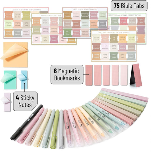 Mr. Pen Bible Journaling Kit: Bible Highlighters, No Bleed Pens, Transparent Sticky Notes, Tabs, Bookmarks, Aesthetic