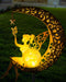 Vuees Solar Garden Statues Outdoor Decor, Fairy Moon Figurine Light Stake, Housewarming