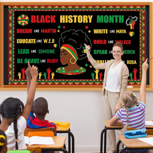 Faccito 62 Pcs Black History Month Bulletin Board Decorations Set with Cutouts Borders for Classroom Home Class School