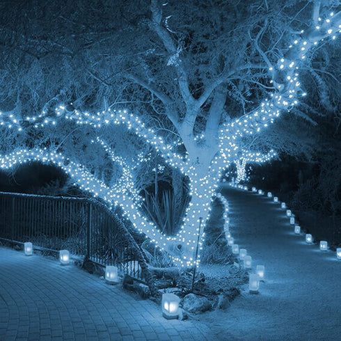300 100 8 Dazzle Bright LED Christmas String Lights, FT Connectable Waterproof String Lights Green Wire with Modes