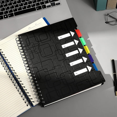 CAGIE 2 Pack College Ruled Spiral Notebooks - 480 Pages, 5 Subject with Tabs, A4 Notebooks
