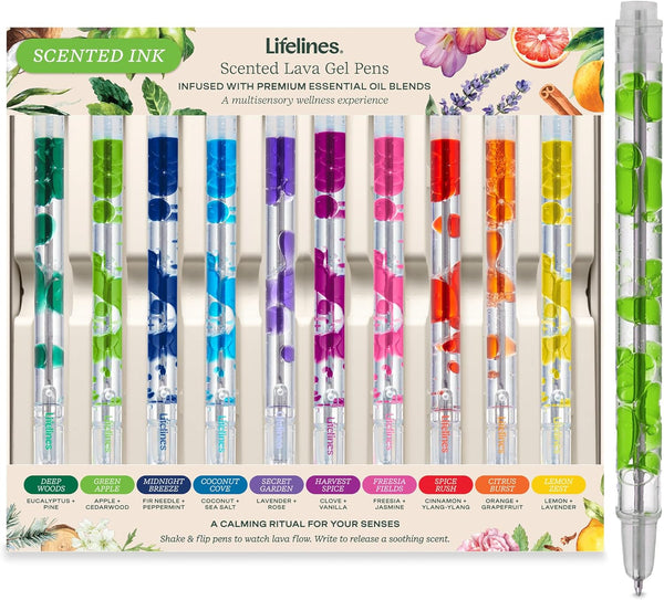 Lifelines Scented Lava Gel Pen Set, 10-Pack (Multi-Color) - 0.5mm Colored Gel