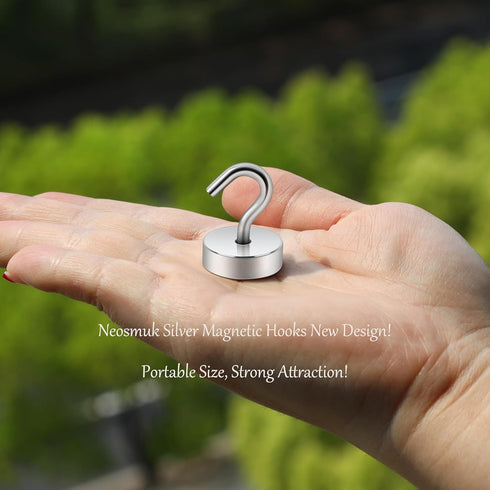 Neosmuk 40lb Heavy Duty Magnetic Hooks, Extra Strong Earth Magnets with Hook for Refrigerators, Cabins, Grill