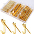 184 Pieces Picture Hanging Kit, Gold, 20lb, 30lb, 50lb Hangers, Metal Hooks with Nails for Drywall, Wooden Wall