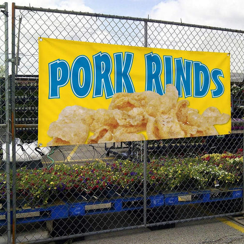 Sign Destination 4 Grommets 16x40Inches Vinyl Banner Multiple Sizes Pork Rinds Outdoor Advertising Printing A