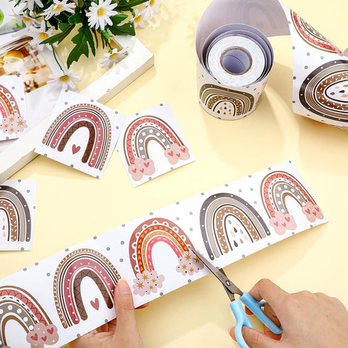 Zonon Rainbows Bulletin Board Border, 36 ft Boho Rolled Border Trim for Classroom Decor, Bulletin Board Walls