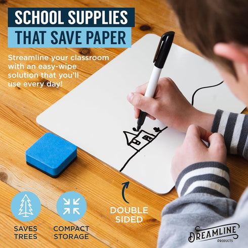 Dry Erase Lapboards Student Pack of 30 | 9 x 12 inch Double Sided White Boards with Accessories for Classroom