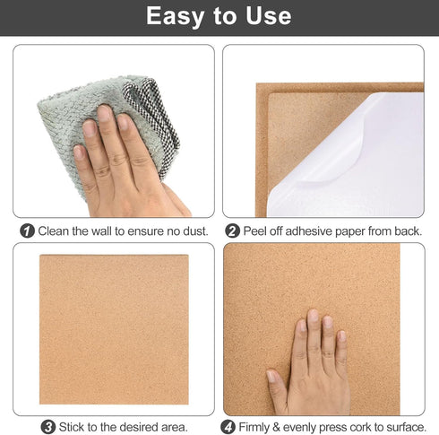 PATIKIL 12" x 12" Cork Board Tiles, 12 Pack Square Bulletin Board with Self Adhesive and Push Pin Clips for Home &