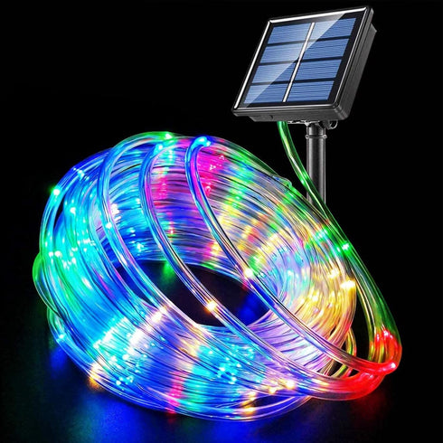 33FT 100L IP65 Honche Solar Rope Light Weatherproof Outdoor LED Copper Fairy String Tube Lights for Party Garden Porch