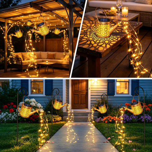 Zfiglum 1 Pack Solar Watering Can Lantern, Hanging Light Outdoor Waterproof, Hanging Lantern Decorative, Garden