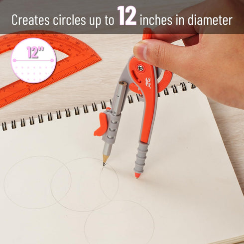 Mr. Pen Compass and Protractor Set, Red Geometry Tool for Drawing, Math Compass, Protractor Set