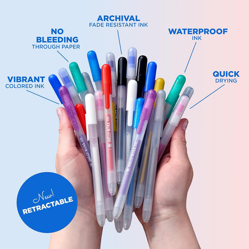 SAKURA Gelly Roll Retractable Gel Pens, Sparkle Color Set, Medium Point Ink for Journaling and Art, 10 Pack