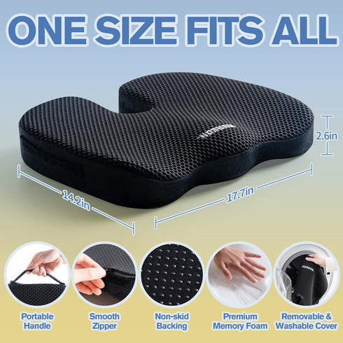 Mureon Seat Cushion for Office Chairs, Large Memory Foam Cushion for Car, Pressure Relief Ergonomic Chair Cushion