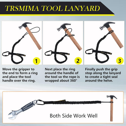 TRSMIMA Safety Tether Lanyard Tool - 2 Pack Retractable Fall Protection Lanyard with Aluminum Carabiner
