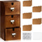 DLUGOPIS 3 Tier Index Card Holder 3x5 Wooden Card Catalog Box with 3