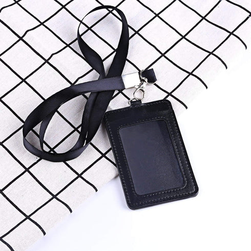 PU Leather ID Badge Card Holder - Vetoo 10 Pack Vertical ID Badge Holders with Detachable Lanyard/Strap