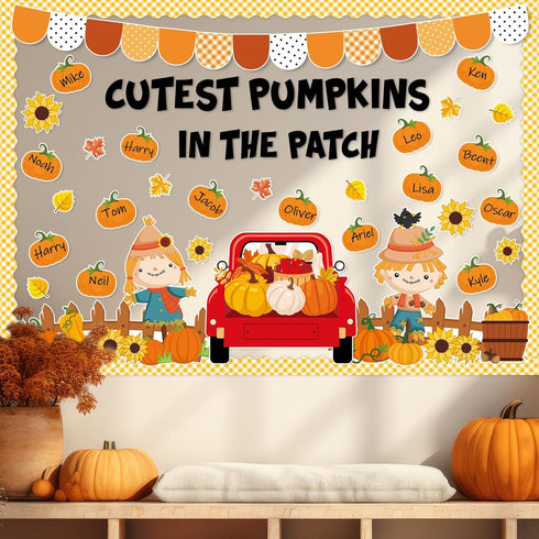 gisgfim Fall Classroom Bulletin Board Decorations Set, Autumn Cutest Pumpkins in The Patch Cutouts for School Home Decor