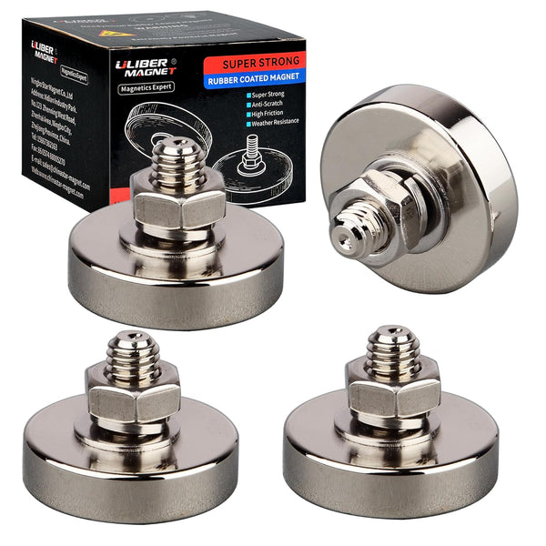 ULIBERMAGNET 4Pack Pot Magnets, Strong Neodymium Round Magnet with M8 Male Thread, Powerful Magnetic Mounting for Tools
