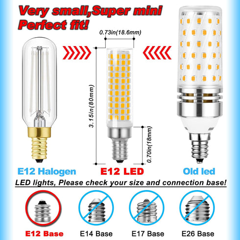 E12 Dimmable 100 Bulbs C7,2700K White,1000 T6 E12 12W Bulbs Lamp,Non-Flicker,2 Pack Ziomitus Watt LED Candelabra