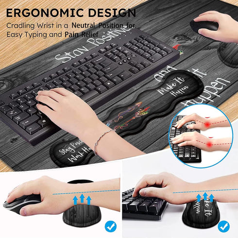 Large Mouse Pad and Gel Wrist Rest Set, Non-Slip Rubber Base for Office, Home, Gaming