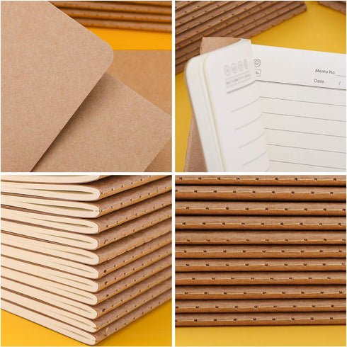 EUSOAR Mini Notebook, A6, 24 Pack, 3.9"x 5.5", 60 Pages, Soft Cover Lined Kraft Notebooks for Travel Journal Sketchbook