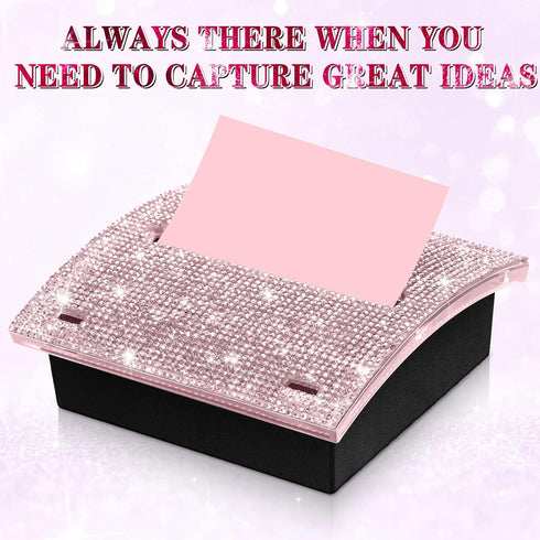 Eersida 4 x 4 Inches Rhinestone Self Stick Note Pad Holders, Memo Sticky Dispenser for Office Home Desk Supplies