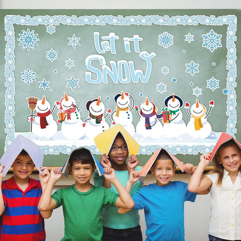 Winter Bulletin Board Decoration Set, Holiday Paper Cutouts for Christmas Classroom Decorations