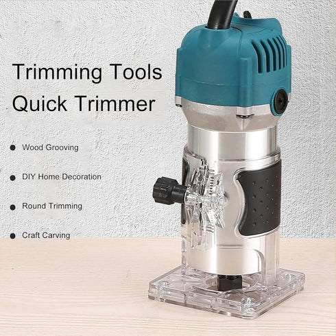 Elzenzhine 110V 800W 30000RPM 15 1/4 inch Set, 6 Router Tool, Compact Wood Router Tool Electric Handheld Palm Routers