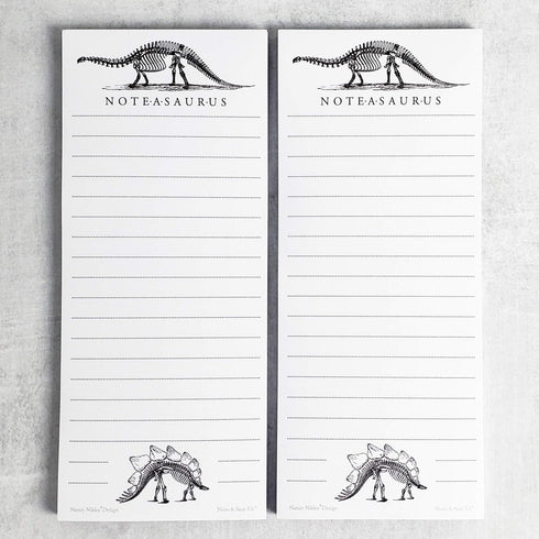 Nancy Nikko Dinosaur (Bones) Refrigerator Notepads, NOTE-A-SAURUS - Set of 2 Pads for Notes, To Do List, Grocery List