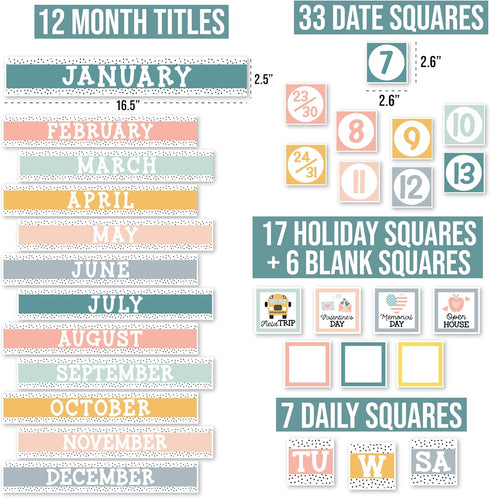 Boho Classroom Calendar Set Bulletin Board - Bulletin Board Calendar For Classroom Elementary, Teacher Calendar Bulletin Board Sets, Preschool Calendar For Classroom, School Calendar For Classroom by Hadley Designs