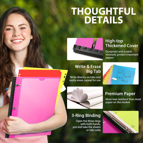 WOT I All-in-one Telescoping Binder Notebook 2PCS, Refillable 3 Ring Binder with Customized Cover, 60 Sheets Notepaper