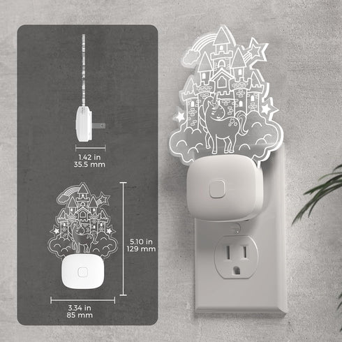 8-Color 1 Pack L LOHAS LED Night Lights for Kids, Acrylic Carved Castle Design, Changing, Dusk to Dawn Sensor, Plug
