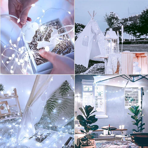 2 Pack 100 8 2 Pack woohaha Solar String Lights, LED Copper Wire Lights, Waterproof Fairy Decoration Starry String