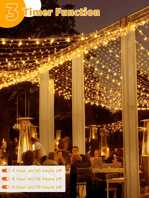 600LED 98FT, 8 Dimmable Guhope Christmas String Lights Waterproof String Lights with Remote and Timer, Modes Christmas
