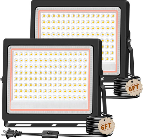 TigQiang 120W Plug in Flood Light Outdoor, 14400LM Brighter Exterior Security Lights
