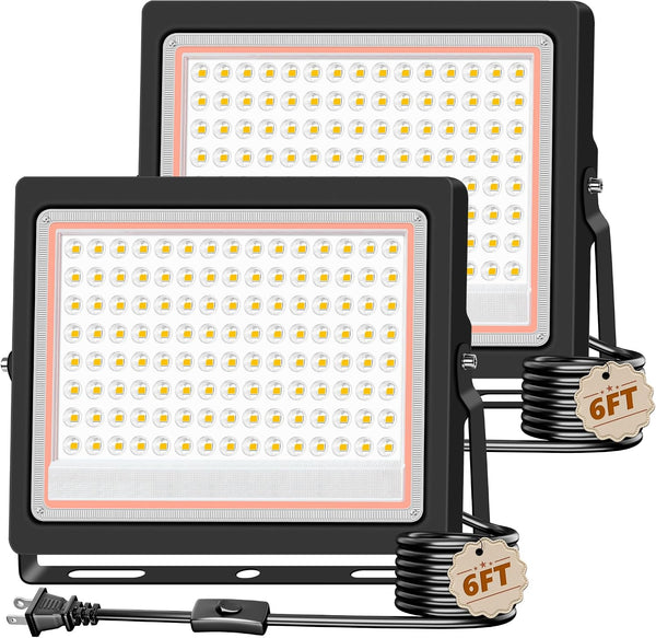 TigQiang 120W Plug in Flood Light Outdoor, 14400LM Brighter Exterior Security Lights