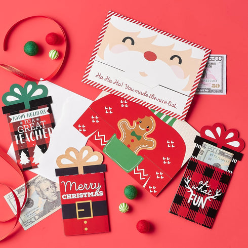 Set 8 Big Dot of Happiness Jolly Santa Claus, Christmas Money and Gift Card Sleeves, Nifty Gifty Christmas Gift Card