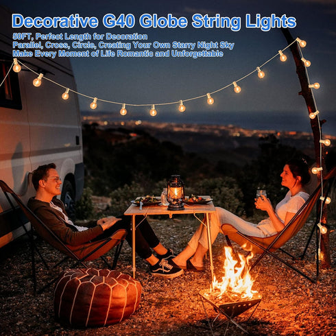 G40 50FT Dimmable 25+2 Bulbs Commercial Bosceos Outdoor LED Globe String Lights Shatterproof Waterproof Patio Lights