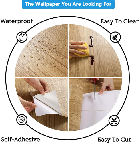 CRE8TIVE Thick Brown Wood Contact Paper, Peel and Stick Textured Removable Wallpaper for Countertops, 12"x80"