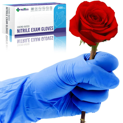 Medtecs Disposable Nitrile Gloves - Latex-Free, Chemo-Rated Protection, 4 Mil Thickness, Powder-Free, 200PC