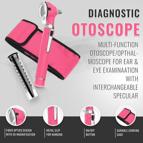 10+ Surgicalonline Otoscope - Ear Scope with Light, Ear Infection Detector, Pocket Size, in Colors! (Pink)